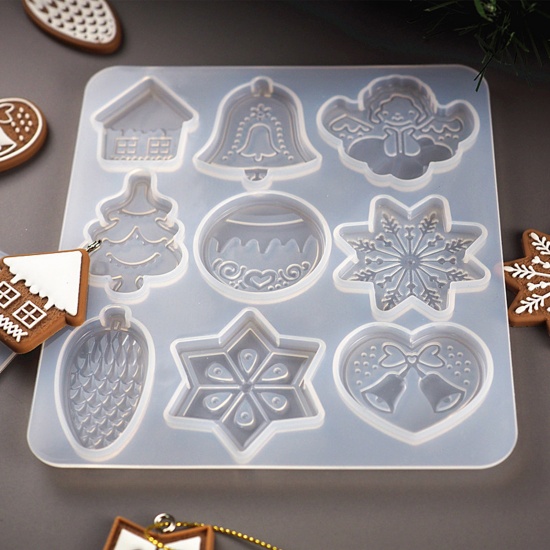 Immagine di Silicone Resin Mold For Jewelry Making Christmas Tree Snowflake White 13cm x 12cm, 1 Piece