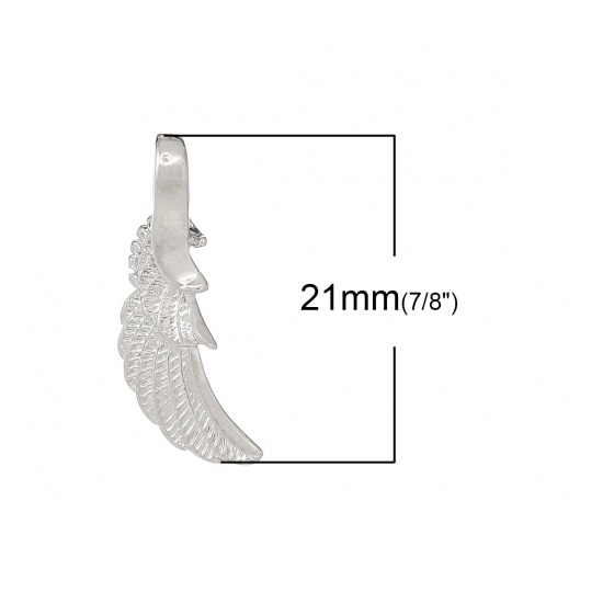 Imagen de Colgantes Latón de Ángel Ala , Tono de Plata 21mm x 8mm, 5 Unidades