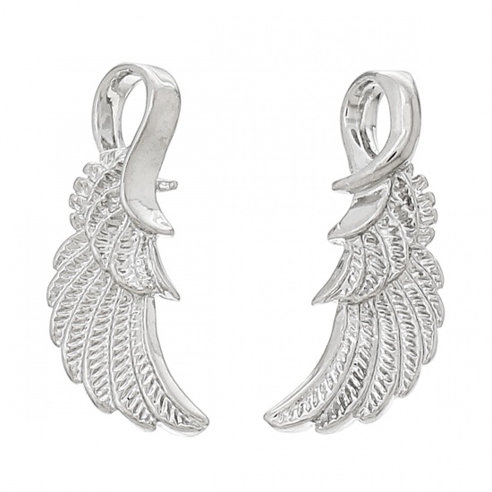 Imagen de Colgantes Latón de Ángel Ala , Tono de Plata 21mm x 8mm, 5 Unidades
