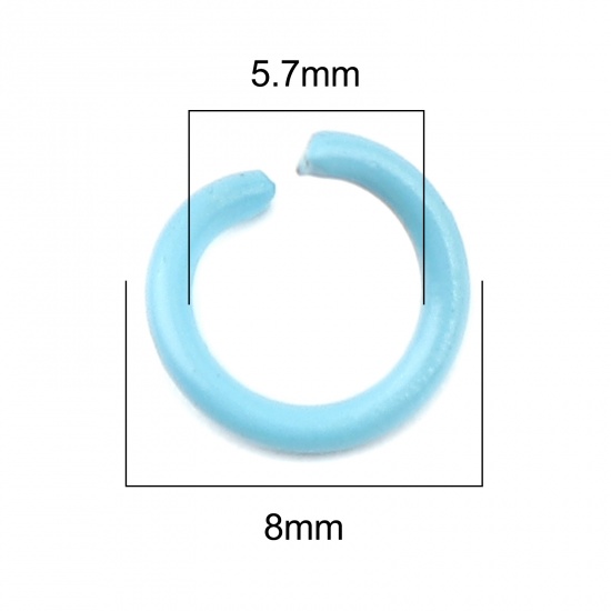Изображение 1.2mm Iron Based Alloy Open Jump Rings Findings Circle Ring Blue 8mm Dia, 200 PCs