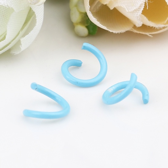 Immagine di 1.2mm Iron Based Alloy Open Jump Rings Findings Circle Ring Blue 8mm Dia, 200 PCs