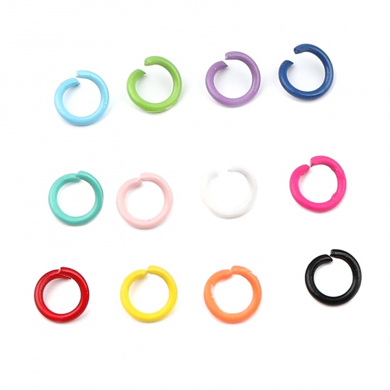 Изображение 1.2mm Iron Based Alloy Open Jump Rings Findings Circle Ring Blue 8mm Dia, 200 PCs
