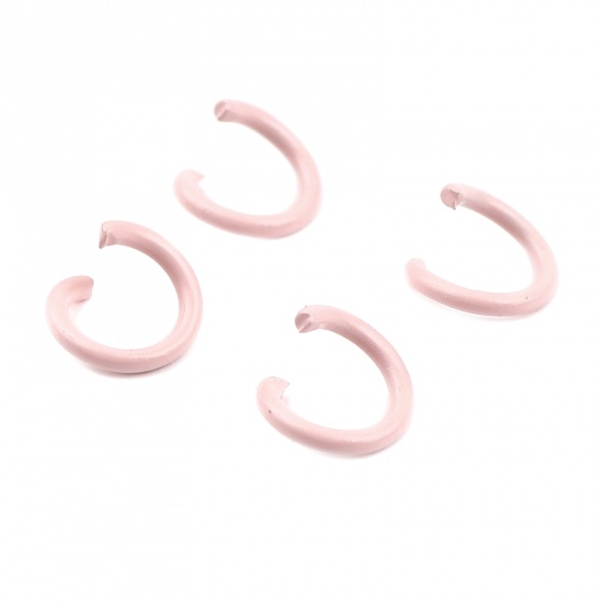 Immagine di 1.2mm Iron Based Alloy Open Jump Rings Findings Circle Ring Pink 8mm Dia, 200 PCs