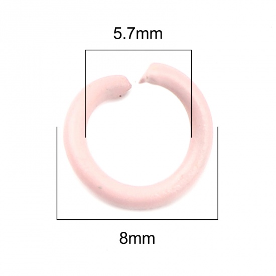 Изображение 1.2mm Iron Based Alloy Open Jump Rings Findings Circle Ring Pink 8mm Dia, 200 PCs