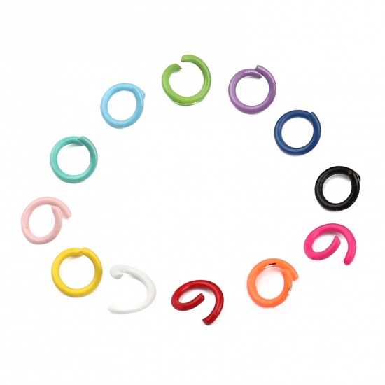 Immagine di 1.2mm Iron Based Alloy Open Jump Rings Findings Circle Ring Pink 8mm Dia, 200 PCs