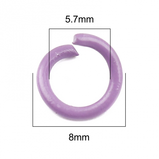 Immagine di 1.2mm Iron Based Alloy Open Jump Rings Findings Circle Ring Purple 8mm Dia, 200 PCs