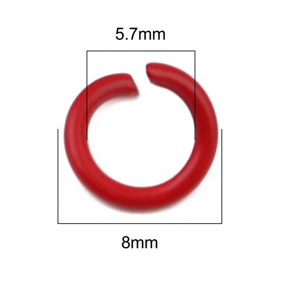Immagine di 1.2mm Iron Based Alloy Open Jump Rings Findings Circle Ring Red 8mm Dia, 200 PCs