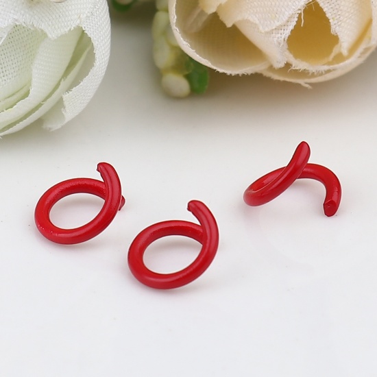 Immagine di 1.2mm Iron Based Alloy Open Jump Rings Findings Circle Ring Red 8mm Dia, 200 PCs
