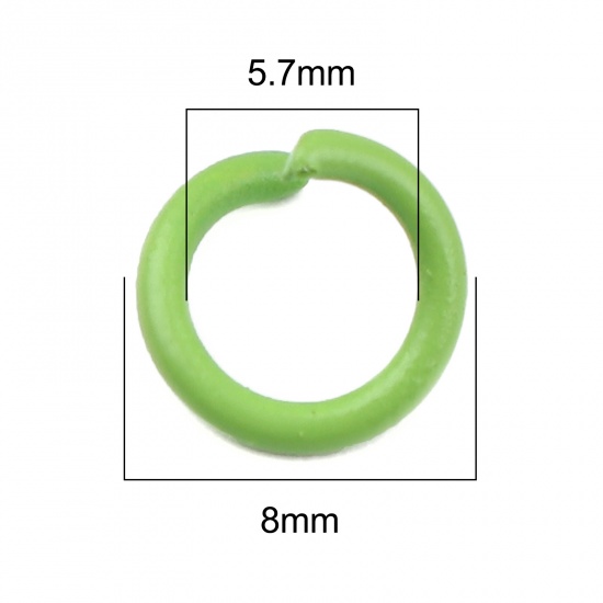 Immagine di 1.2mm Iron Based Alloy Open Jump Rings Findings Circle Ring Green 8mm Dia, 200 PCs