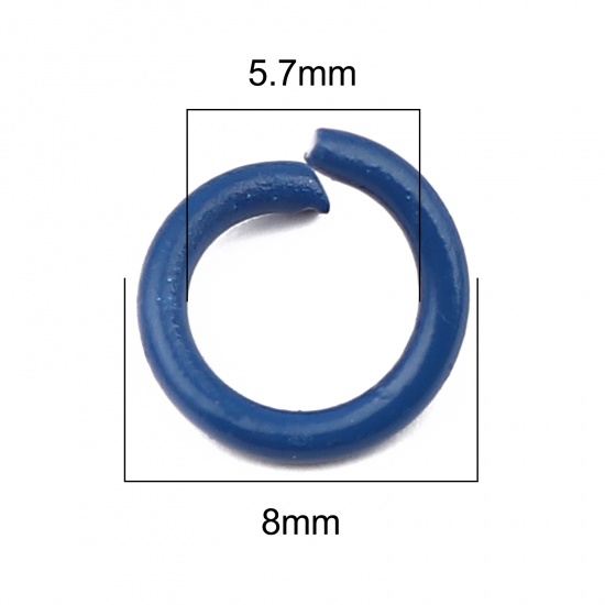 Изображение 1.2mm Iron Based Alloy Open Jump Rings Findings Circle Ring Dark Blue 8mm Dia, 200 PCs