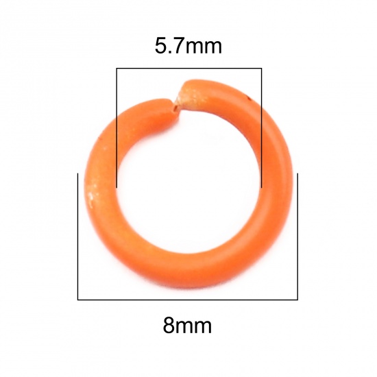Изображение 1.2mm Iron Based Alloy Open Jump Rings Findings Circle Ring Orange 8mm Dia, 200 PCs