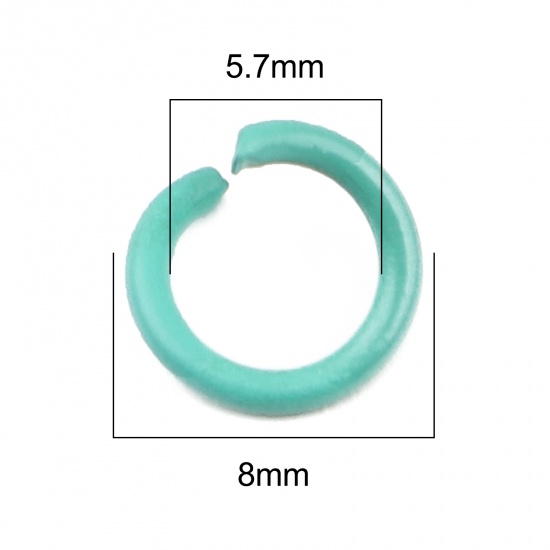 Immagine di 1.2mm Iron Based Alloy Open Jump Rings Findings Circle Ring Cyan 8mm Dia, 200 PCs