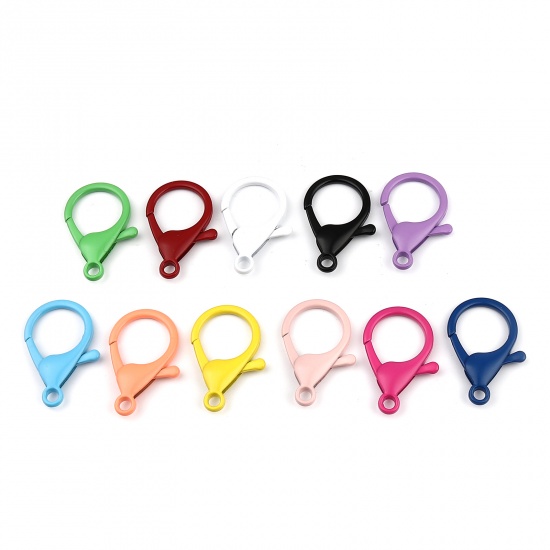 Picture of Iron Based Alloy Enamel Lobster Clasp Findings Fuchsia 35mm x 23mm, 10 PCs