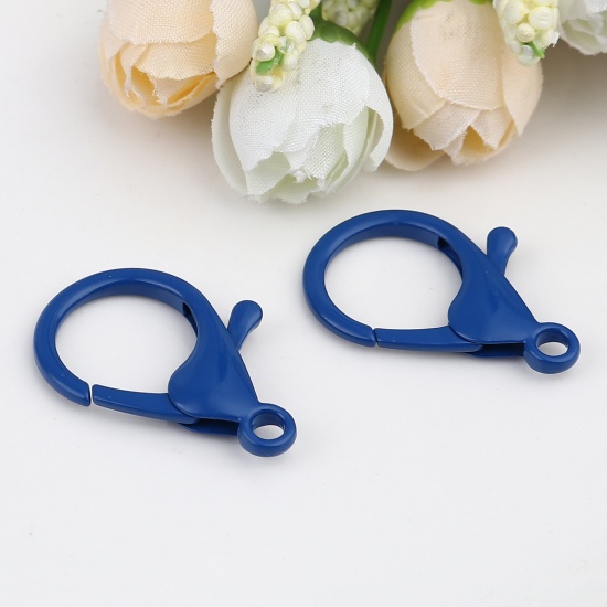 Immagine di Iron Based Alloy Enamel Lobster Clasp Findings Dark Blue 35mm x 23mm, 10 PCs