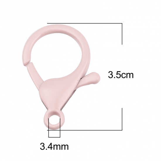 Immagine di Iron Based Alloy Enamel Lobster Clasp Findings Light Pink 35mm x 23mm, 10 PCs