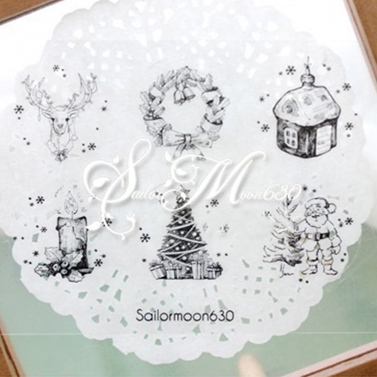 Immagine di PVC Sigilli Adesivi Etichette Babbo Natale Nero Albero 9cm x 6.5cm, 5 Seri (Circa 12Pz/Pacchetto)