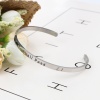 Picture of 304 Stainless Steel Open Cuff Bangles Bracelets Silver Tone Message " This Too Shall Pass " 17cm(6 6/8") long, 1 Piece