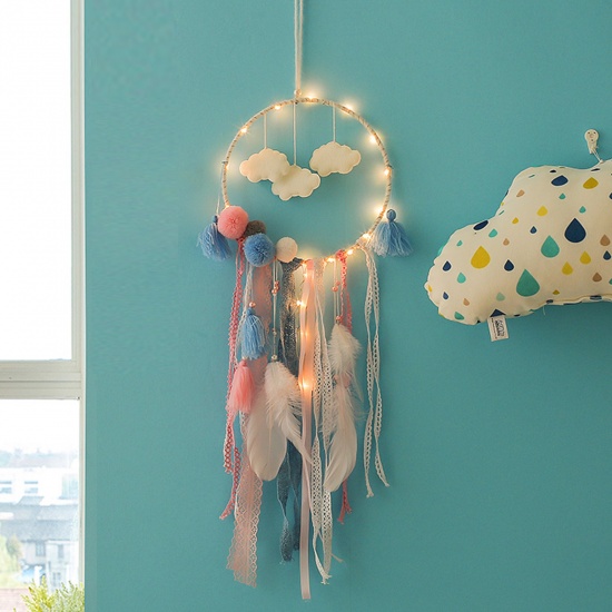 Immagine di Mixed DIY Handmade Craft Materials Accessories For Making Dream Catcher Multicolor Feather LED Light Up 75cm, 1 Set