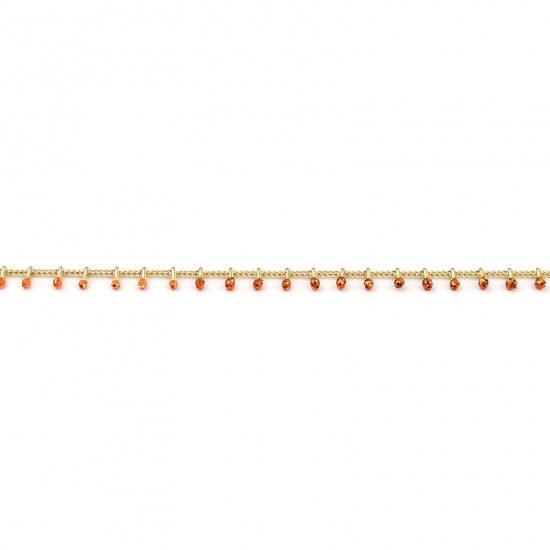 Bild von Messing Glitzert Panzerkette Kette Zubehör Oval Vergoldet Orange 6mm, 1 Meter                                                                                                                                                                                 
