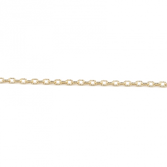 Immagine di Brass Link Curb Chain Findings Oval Gold Plated 6x4mm, 1 M                                                                                                                                                                                                    