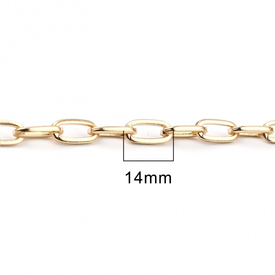 Picture of Brass Link Cable Chain Findings Oval Real Gold Plated 14x6mm, 1 M                                                                                                                                                                                             