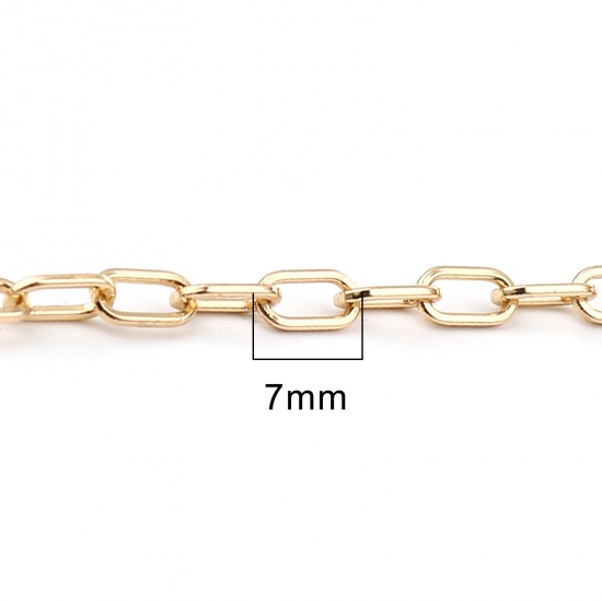 Picture of Brass Link Cable Chain Findings Oval Real Gold Plated 7x4mm, 1 M                                                                                                                                                                                              