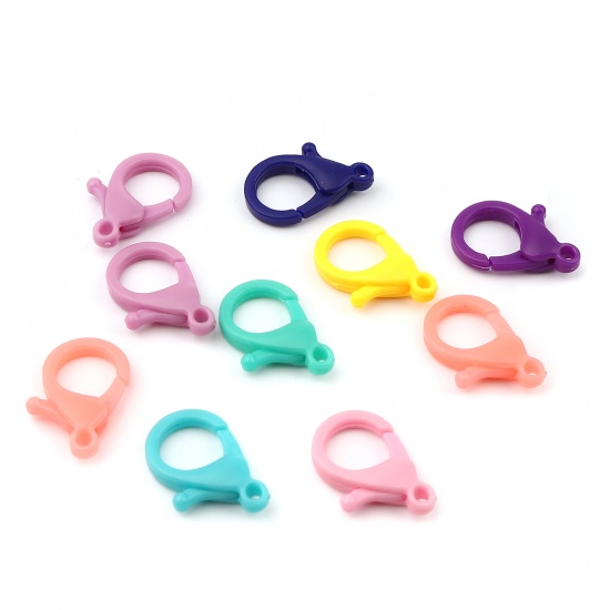 Picture of Plastic Lobster Clasp Findings At Random Color 25mm x 17mm, 30 PCs