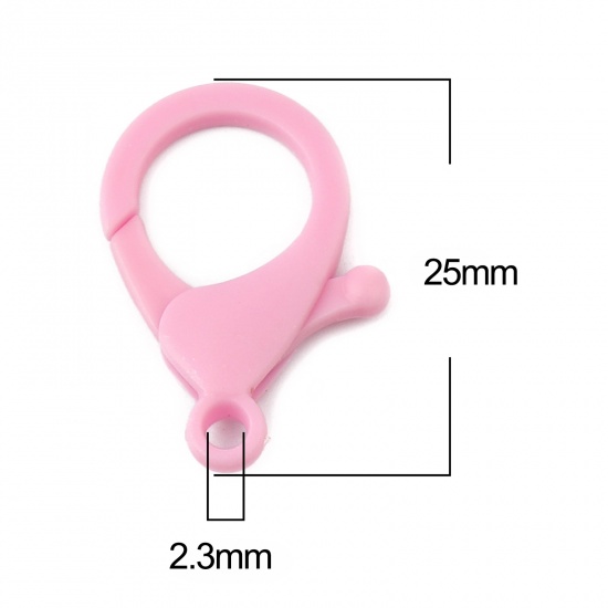 Изображение ABS Пластик Застежка когтя омара Розовый 25мм x 17мм, 30 ШТ