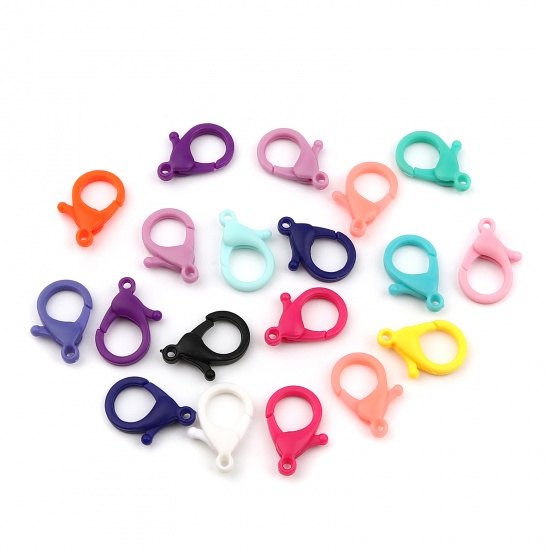 Picture of Plastic Lobster Clasp Findings Pink 25mm x 17mm, 30 PCs