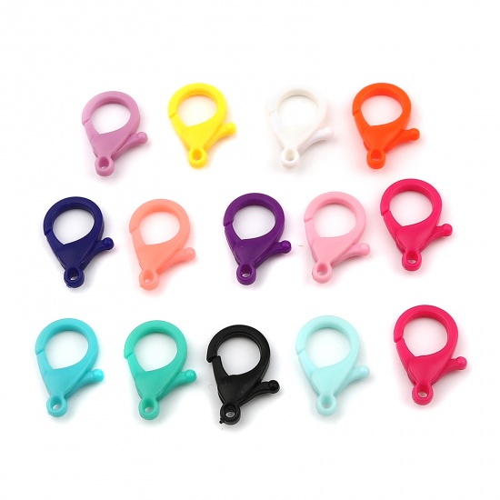 Picture of Plastic Lobster Clasp Findings Pink 25mm x 17mm, 30 PCs