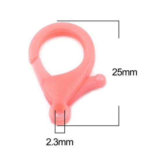Picture of Plastic Lobster Clasp Findings Peach Pink 25mm x 17mm, 30 PCs