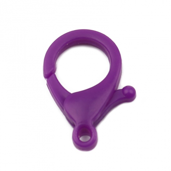 Изображение ABS Пластик Застежка когтя омара Фиолетовый 25мм x 17мм, 30 ШТ