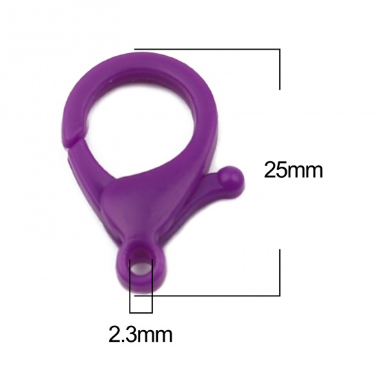 Изображение ABS Пластик Застежка когтя омара Фиолетовый 25мм x 17мм, 30 ШТ