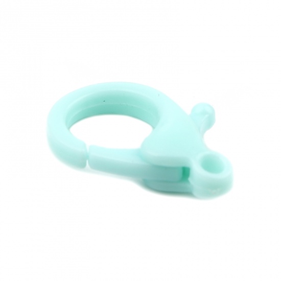 Picture of Plastic Lobster Clasp Findings Mint Green 25mm x 17mm, 30 PCs