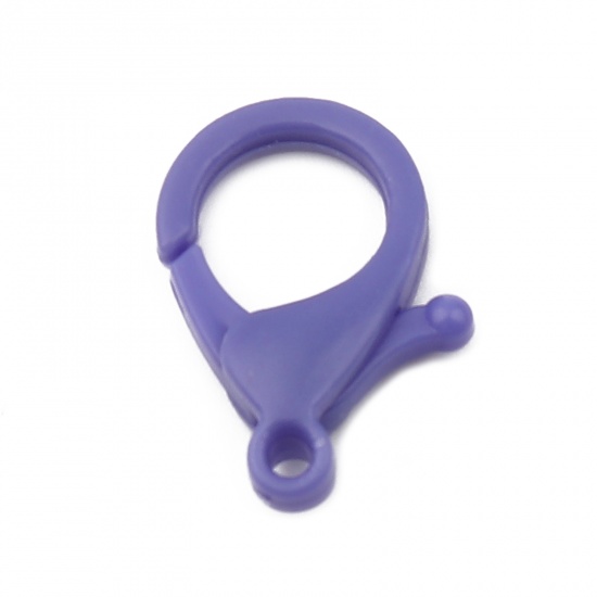 Picture of Plastic Lobster Clasp Findings Blue Violet 25mm x 17mm, 30 PCs