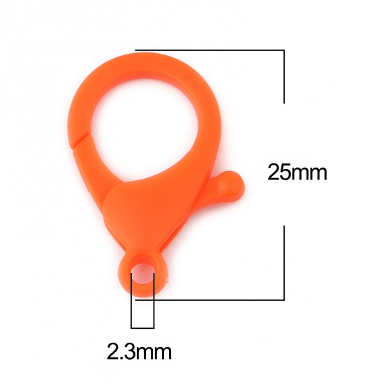 Picture of Plastic Lobster Clasp Findings Orange 25mm x 17mm, 30 PCs