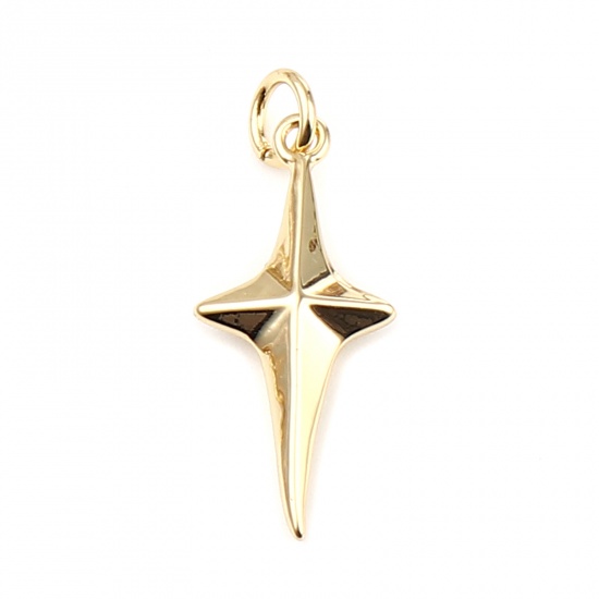 Imagen de Latón Galaxia Colgantes Charms Chapado en Oro Estrella 26mm x 10mm, 3 Unidades