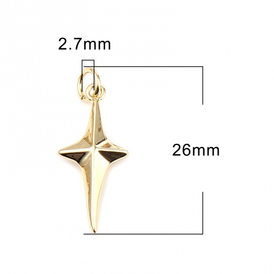 Imagen de Latón Galaxia Colgantes Charms Chapado en Oro Estrella 26mm x 10mm, 3 Unidades