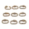 Bild von Kupfer Spannwirbel Halskette Armband Ringe Oval Vergoldet Zum Abschrauben Bunt Strass 29mm x 18mm, 1 Stück