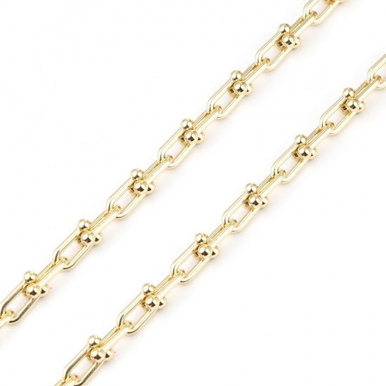 Picture of Brass Link Cable Chain Findings U-shaped Gold Plated 16x9mm, 1 M                                                                                                                                                                                              