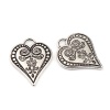 Immagine di Zinc Based Alloy Tribal Jewelry Charms Heart Antique Silver Color Carved Pattern 28mm x 22mm, 20 PCs