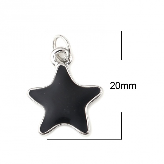 Picture of Zinc Based Alloy Galaxy Charms Star Silver Tone Black Enamel 20mm x 14mm, 10 PCs