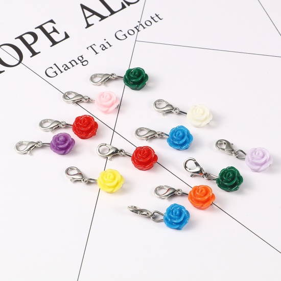 Picture of Plastic Knitting Stitch Markers Rose Flower At Random Color 12 PCs