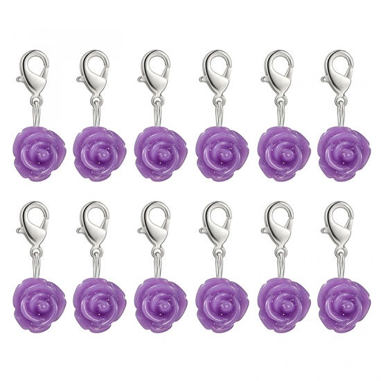 Picture of Plastic Knitting Stitch Markers Rose Flower Purple 12 PCs