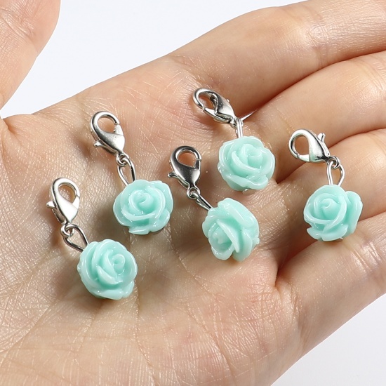 Picture of Plastic Knitting Stitch Markers Rose Flower Skyblue 12 PCs