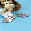 Picture of Zinc Based Alloy Pet Memorial Pendants Dog Paw Claw Antique Silver Color Wing 56mm x 32mm, 10 PCs