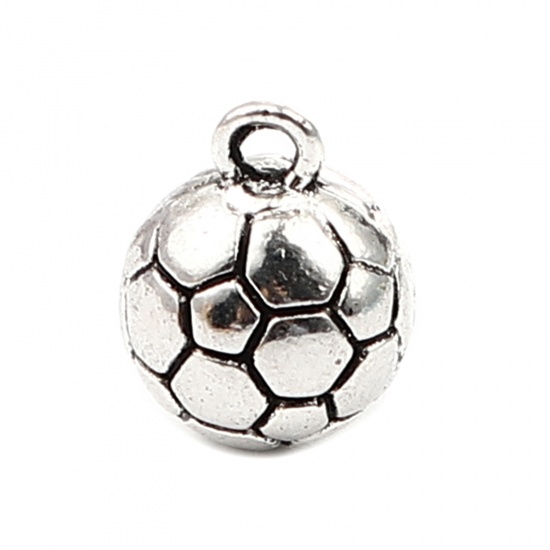 Picture of Zinc Based Alloy Sport Charms Football Antique Silver Color 14mm x 11mm, 20 PCs