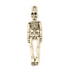 Picture of Zinc Based Alloy Halloween Pendants Skeleton Skull Gold Tone Antique Gold 39mm x 9mm, 10 PCs