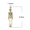 Picture of Zinc Based Alloy Halloween Pendants Skeleton Skull Gold Tone Antique Gold 39mm x 9mm, 10 PCs