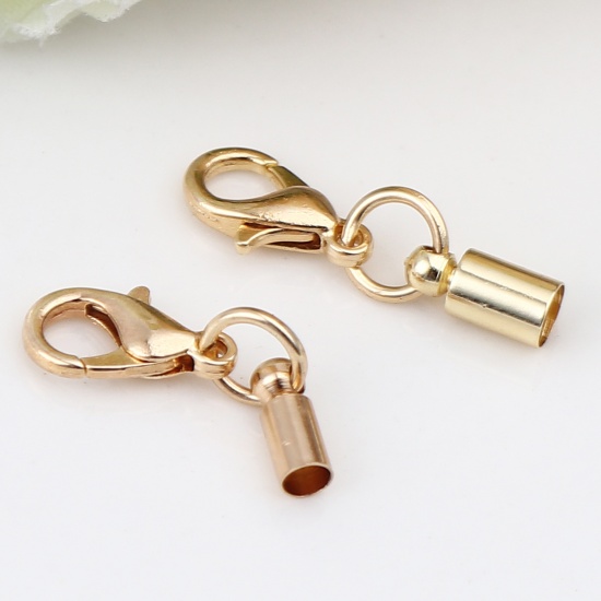 Picture of Zinc Based Alloy Cord End Caps Cylinder KC Gold Plated (Fits 4mm Cord) 24mm x 5mm, 30 PCs